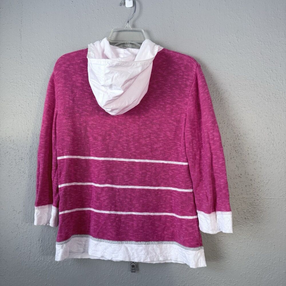 Pleasant by Blue Willi’s Full Zip Sweater Hoodie Cotton Linen Top Size M Pink - Picture 7 of 13